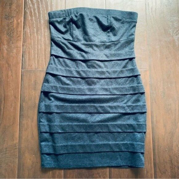 Forever 21 Blue Jean Denim-Like Bodycon Strapless Mini Dress - Picture 1 of 8